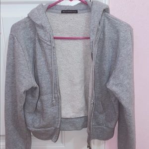 Gray cropped zip up
